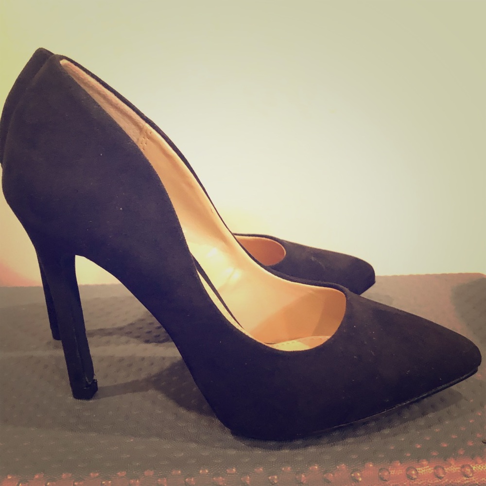 Brand new black faux suede high heels